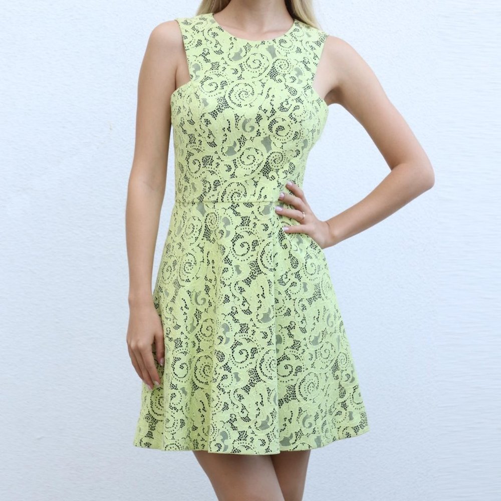 Yelllow dress with beautiful lace by Bebe (S)